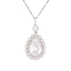 Victorian-Inspired EDR Certified 1.84 Carat Pear-Shaped Diamond Pendant