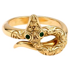 Victorian-Inspired Emerald Eyes Snake Ring