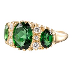 Victorian Inspired Green Tourmaline and Diamond Ring