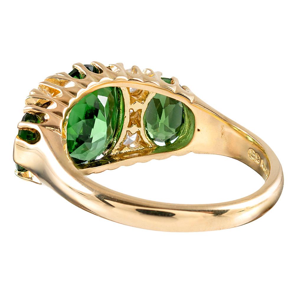Victorian Inspired Green Tourmaline and Diamond Ring In New Condition In Carmel-by-the-Sea, CA