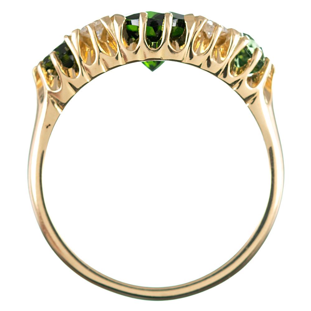 Women's Victorian Inspired Green Tourmaline and Diamond Ring
