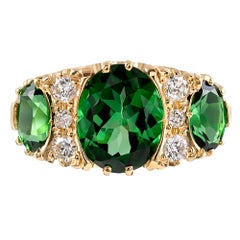 Victorian Inspired Green Tourmaline and Diamond Ring