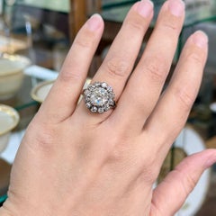 Old Mine Cut Diamond Halo Engagement Ring 18k/Silver