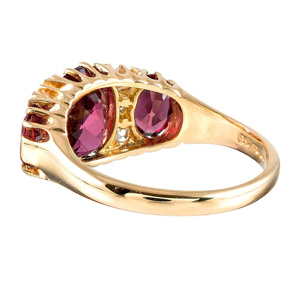 Victorian Inspired Rhodolite Garnet and Diamond Ring In New Condition In Carmel-by-the-Sea, CA