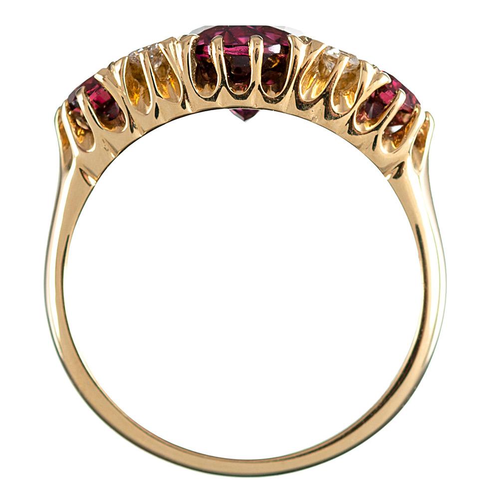 Women's Victorian Inspired Rhodolite Garnet and Diamond Ring