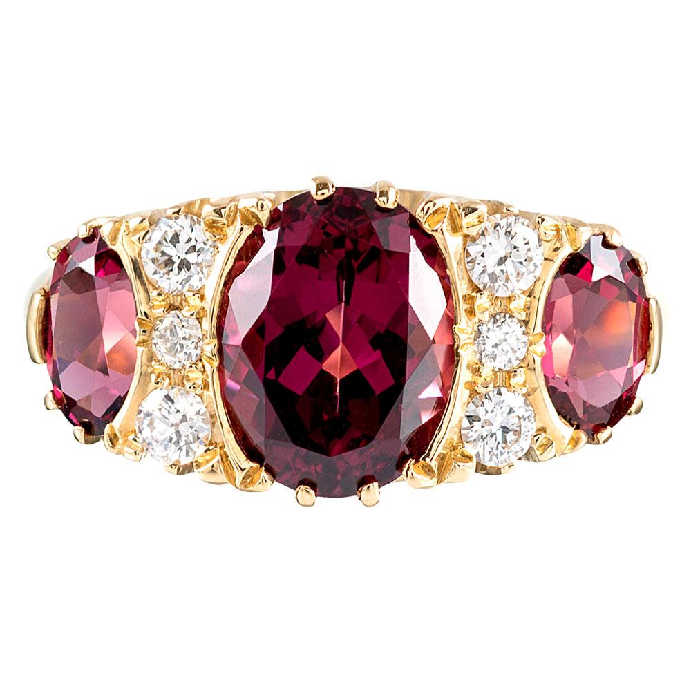 Victorian Inspired Rhodolite Garnet and Diamond Ring