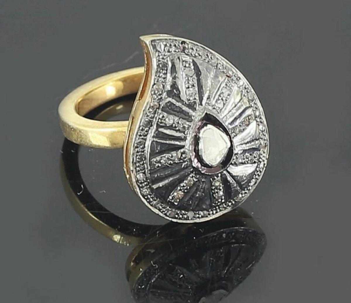Bague cadeau d'anniversaire victorienne en argent 925 avec diamant taille rose d'inspiration victorienne Neuf - En vente à Chicago, IL