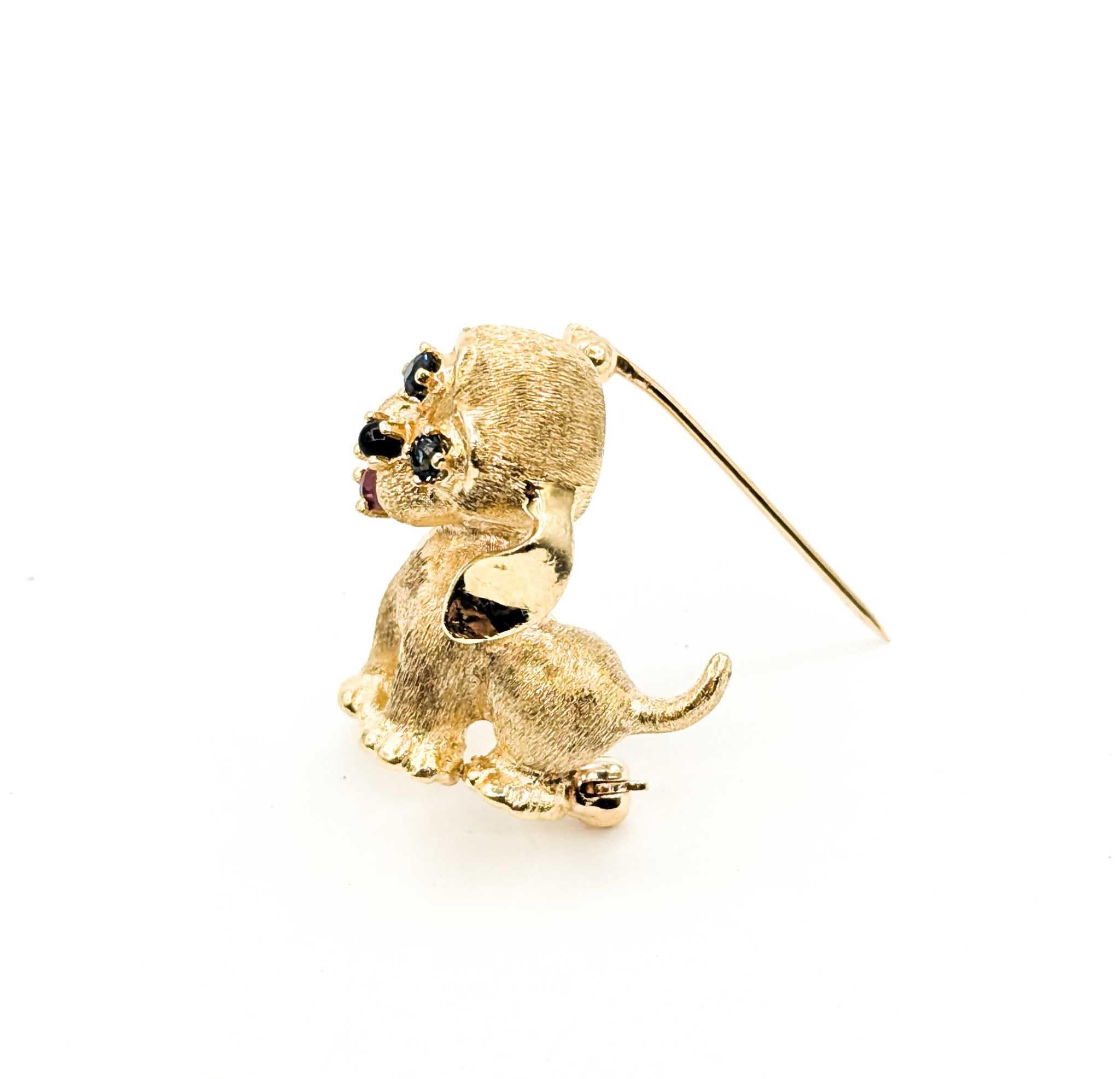 Spilla in oro giallo 14k e rubino di ispirazione vittoriana In condizioni ottime in vendita a Bloomington, MN