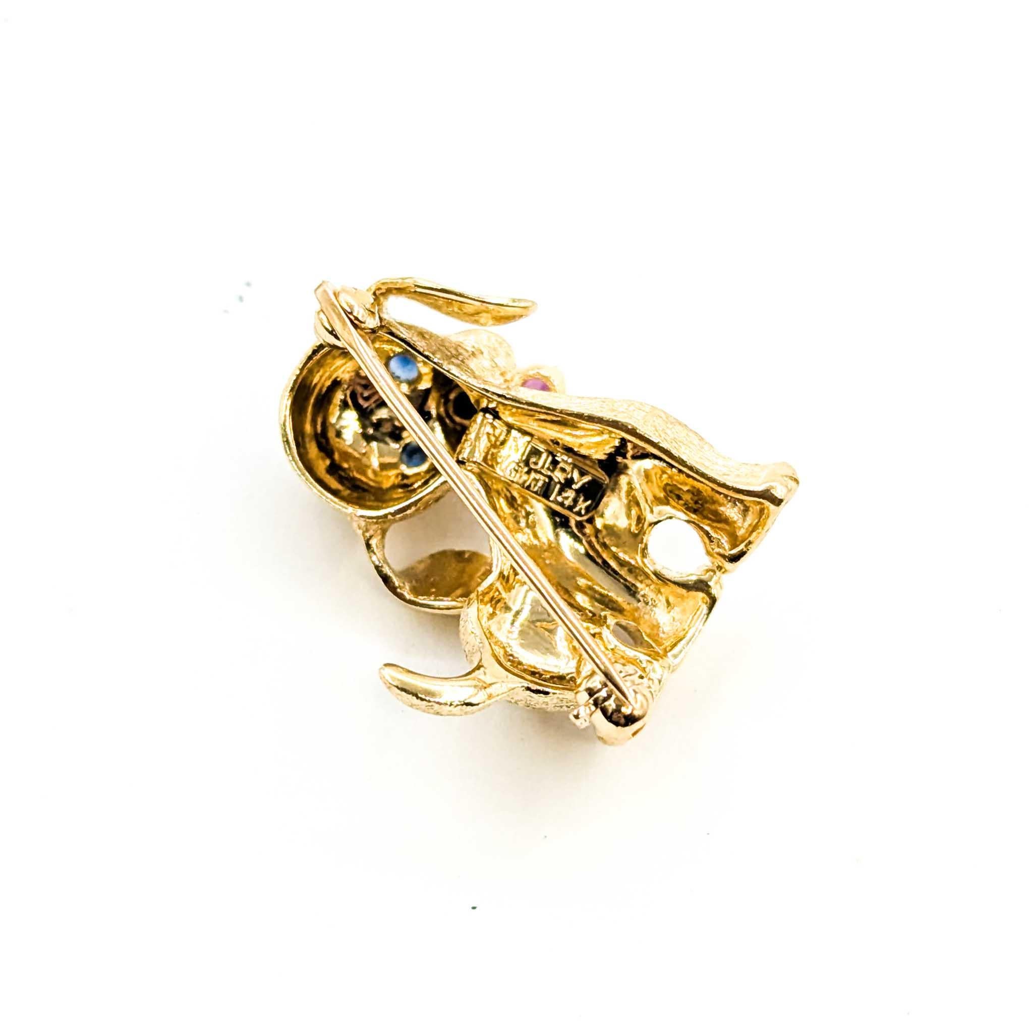 Donna Spilla in oro giallo 14k e rubino di ispirazione vittoriana in vendita