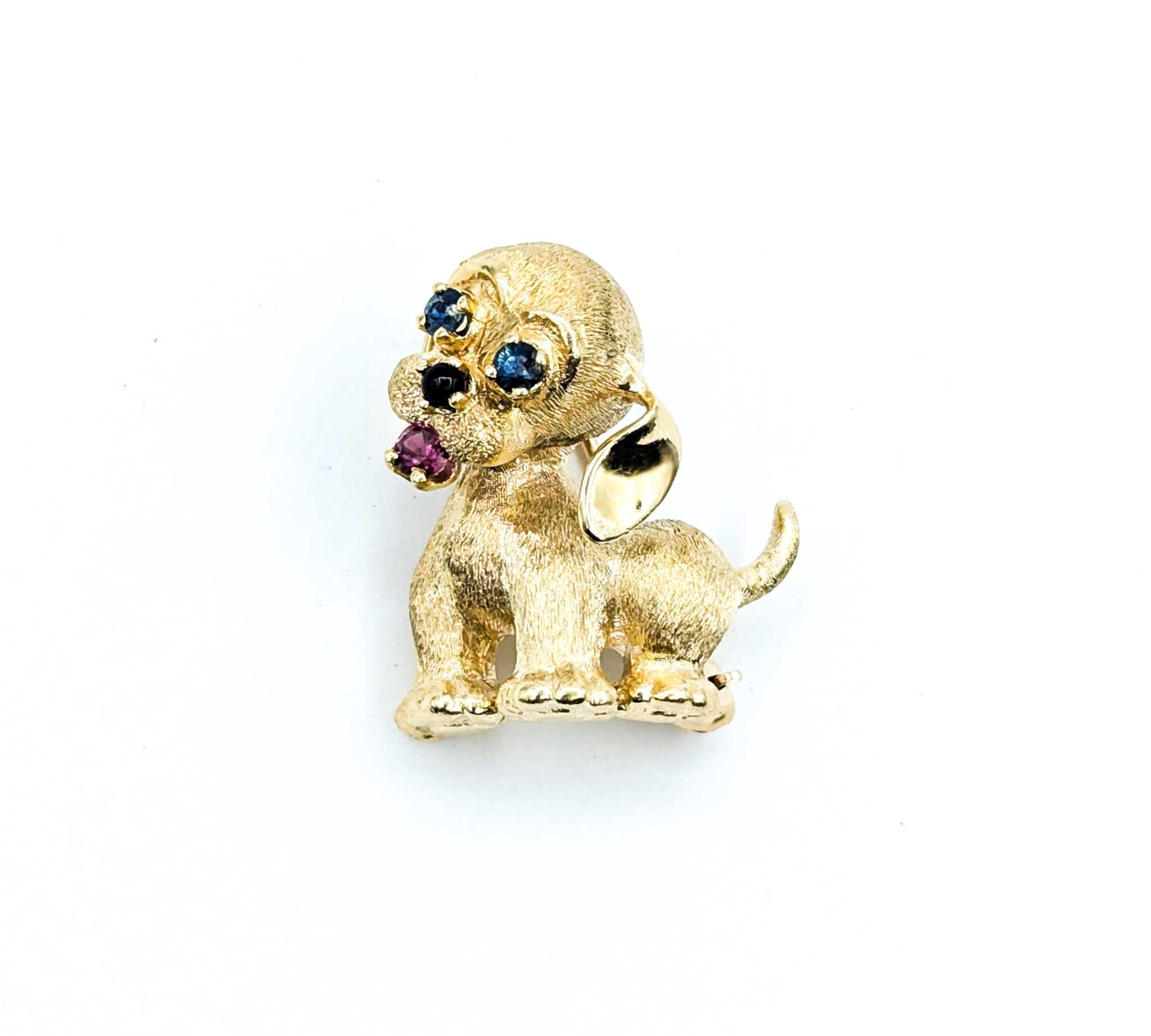 Spilla in oro giallo 14k e rubino di ispirazione vittoriana in vendita 1