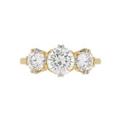 Vintage Victorian Inspired Three-Stone Diamond Ring, circa 1950s