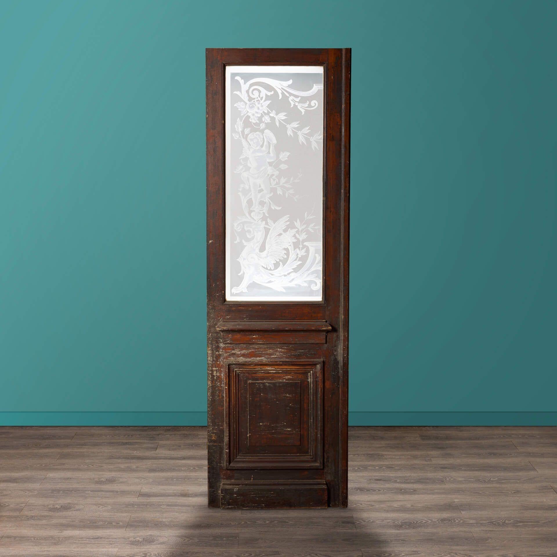 19th Century Victorian Internal Acid Etched Glazed Door For Sale