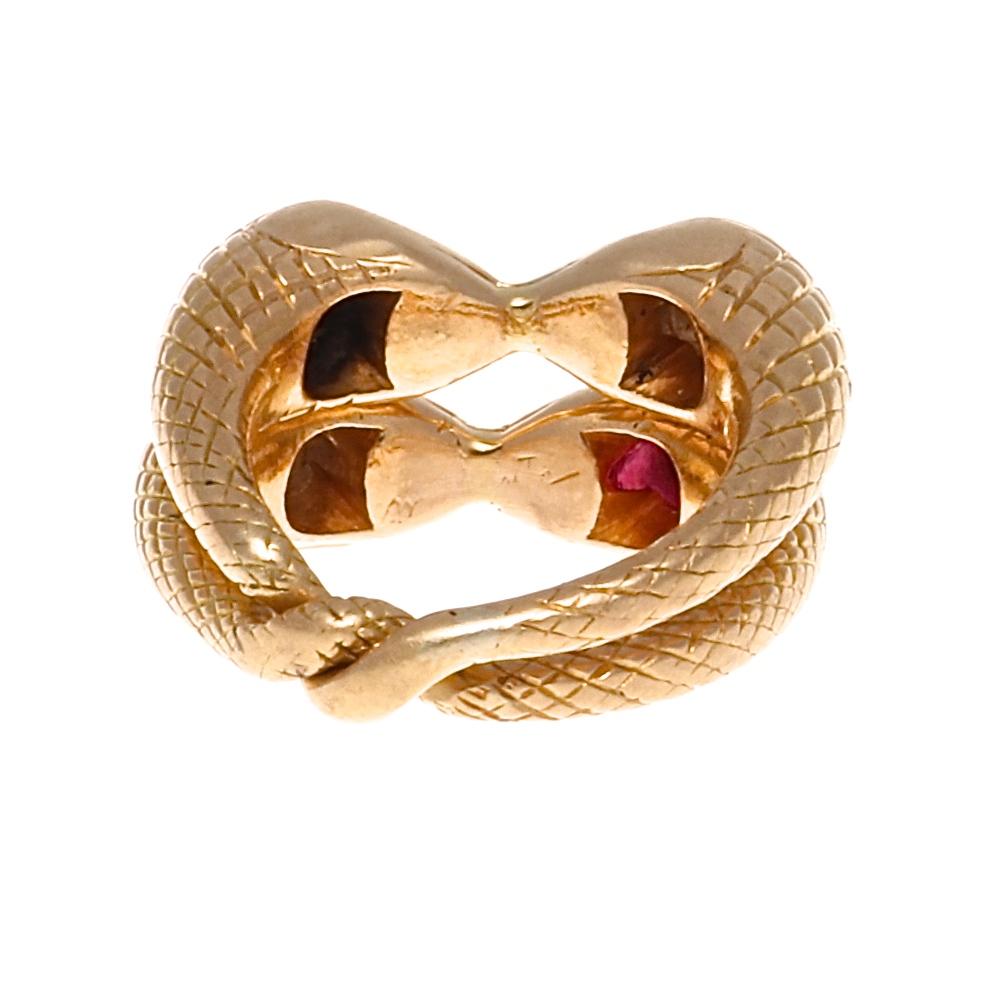 Victorian Intertwining Ruby Diamond Gold Snake Rings 1