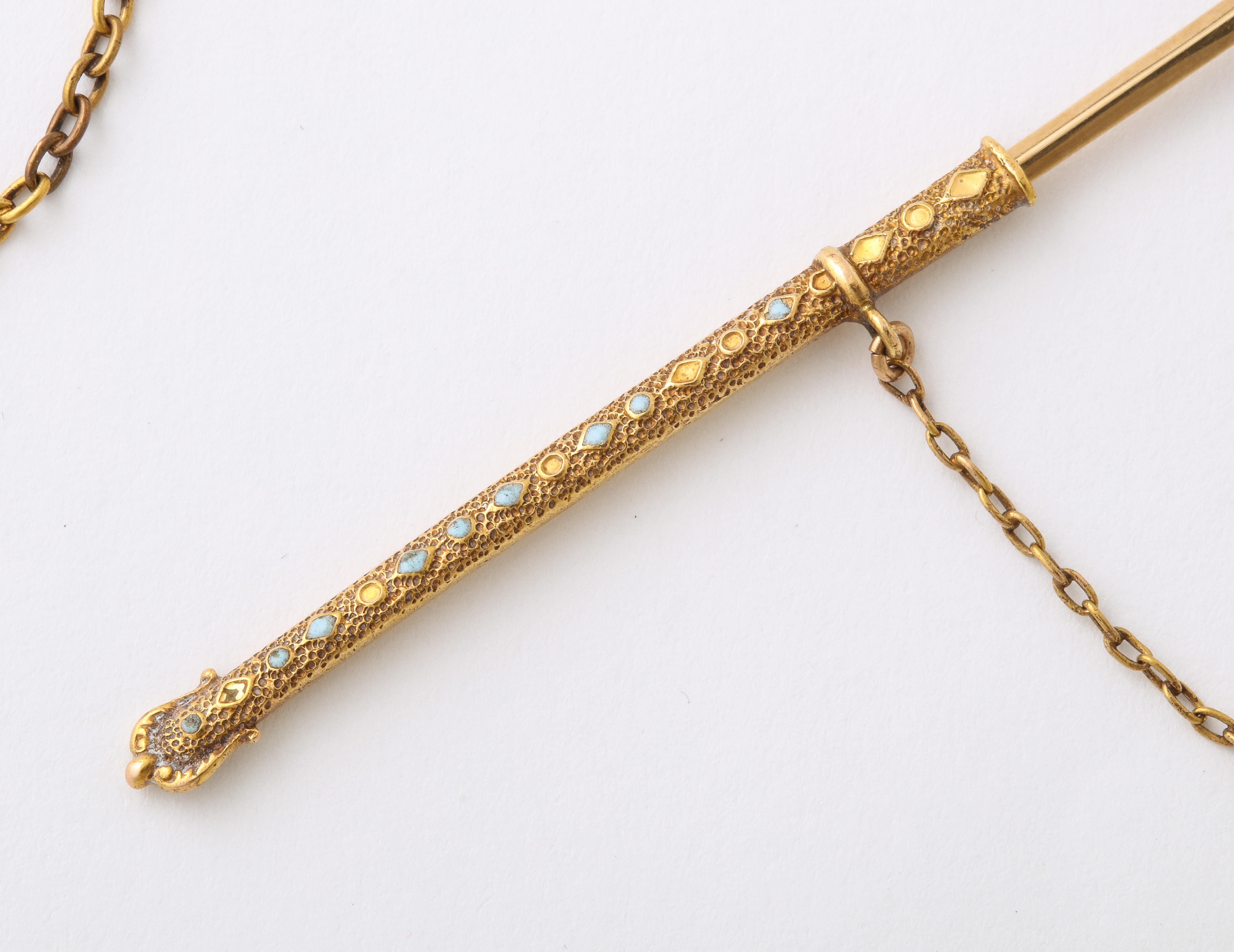 Viktorianische Schwertbroschen aus Gold, Emaille, Perlen und Diamanten im Angebot 2