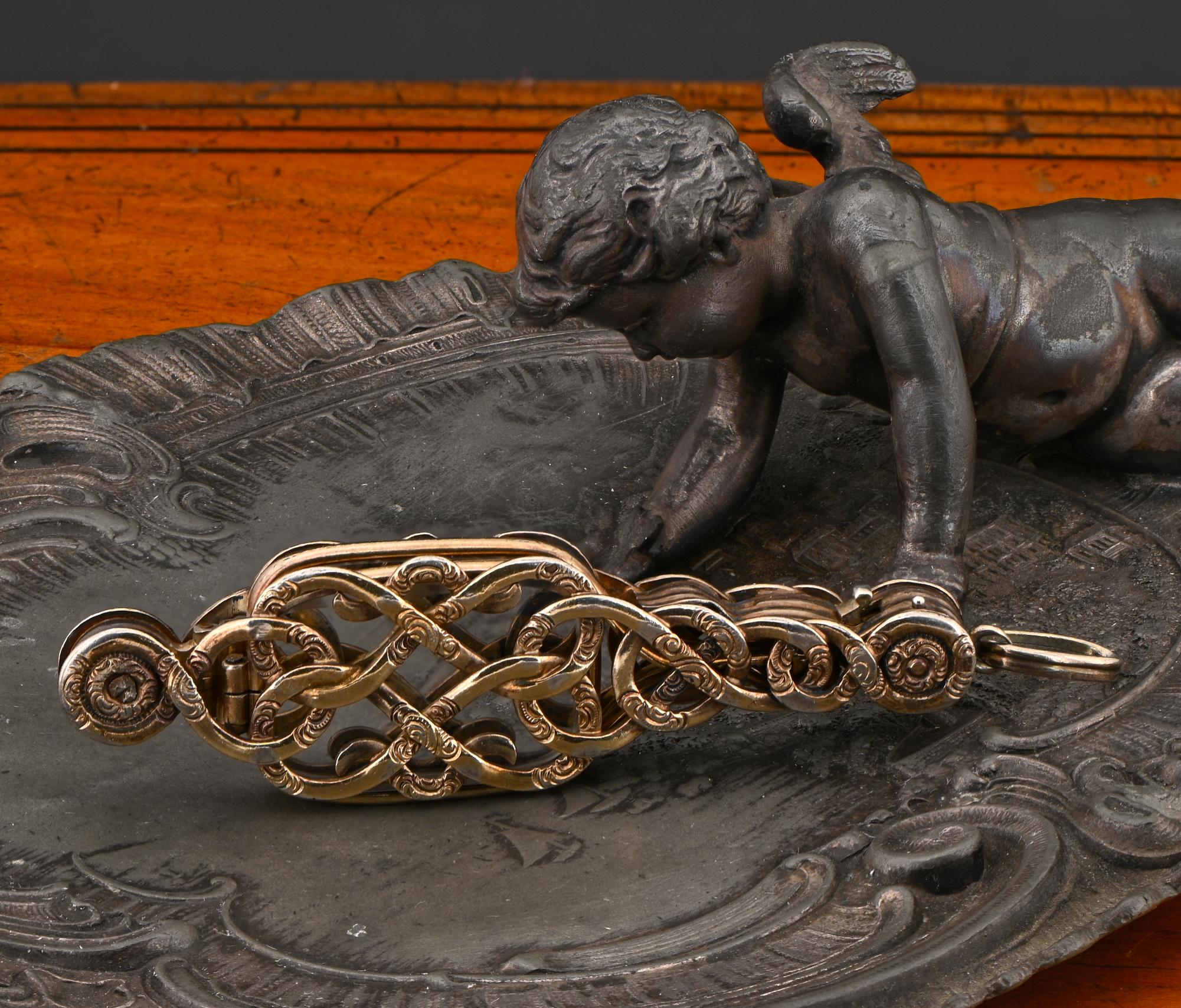 Pendentif lorgnette en or 14 KT serpent victorien complexe en vente 1