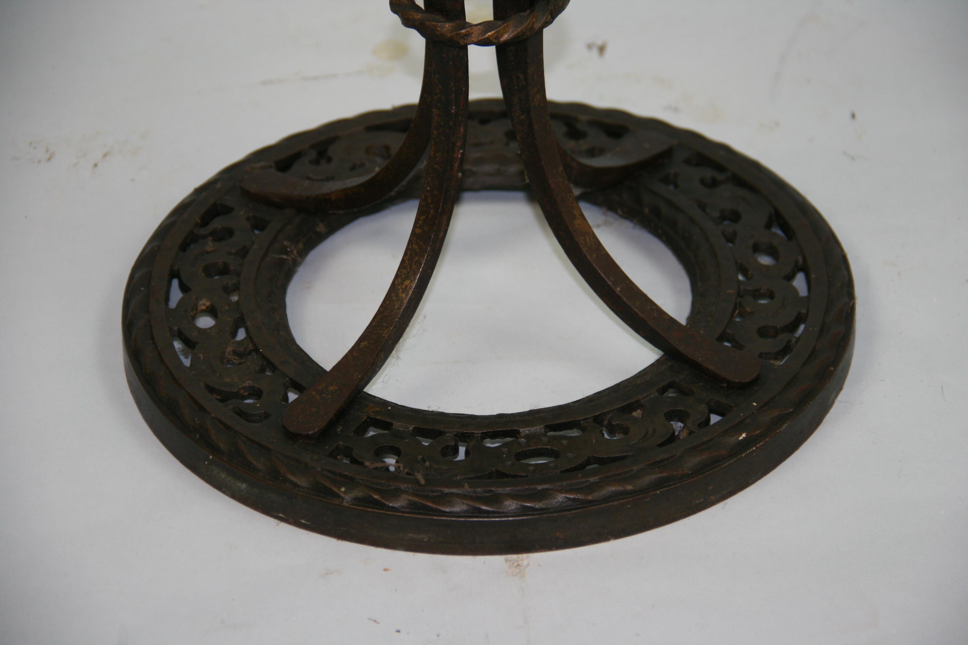 Victorian Iron and Black Marble Low Garden Pedestal/Side Table 2