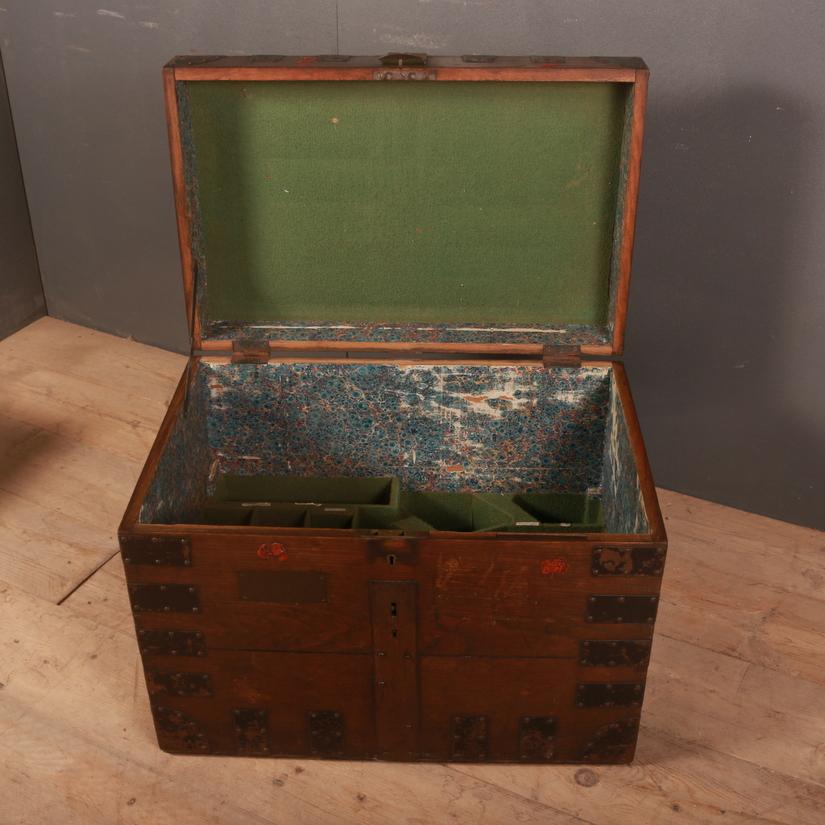 Oak Victorian Iron Bound Silver Chest