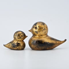 Mid-Century Japanese Iron Kewpie Paperweights Sculptures Metal Arts Birds