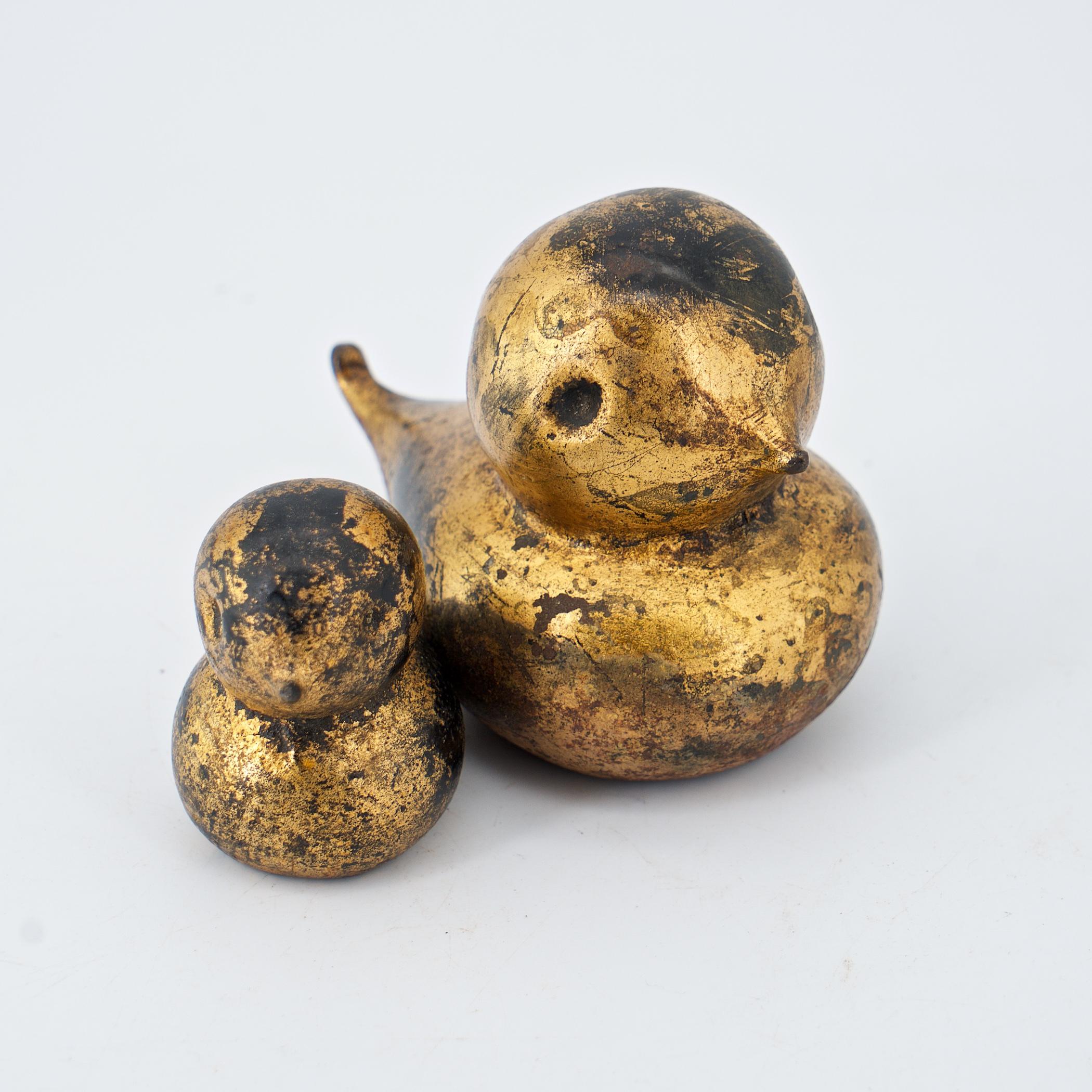 Cast Mid-Century Japanese Iron Kewpie Paperweights Sculptures Metal Arts Birds For Sale