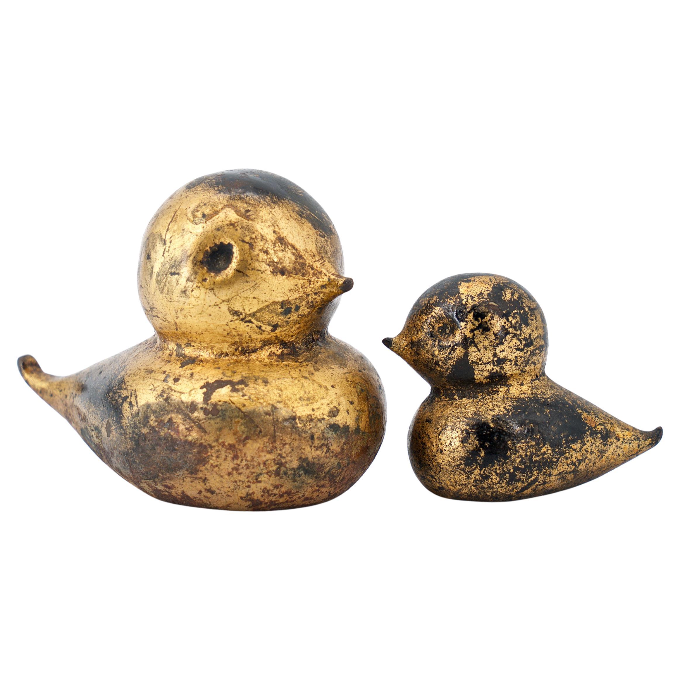 Mid-Century Japanese Iron Kewpie Paperweights Sculptures Metal Arts Birds For Sale