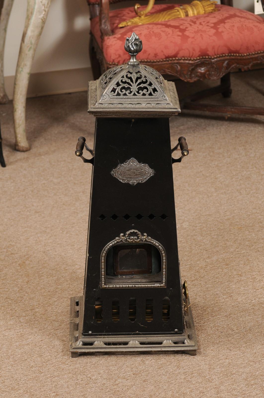 English Victorian Iron & Steel Oil Stove / Heater, ca. 1880 For Sale