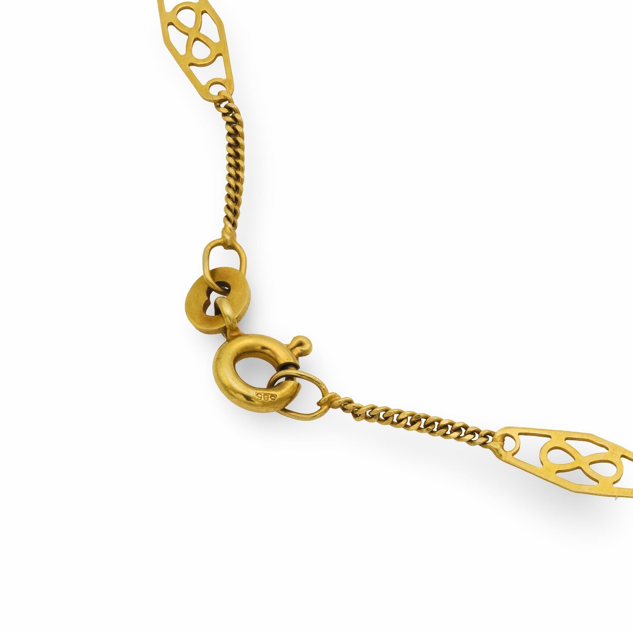 Victorien Collier italien victorien en or jaune 14k en vente