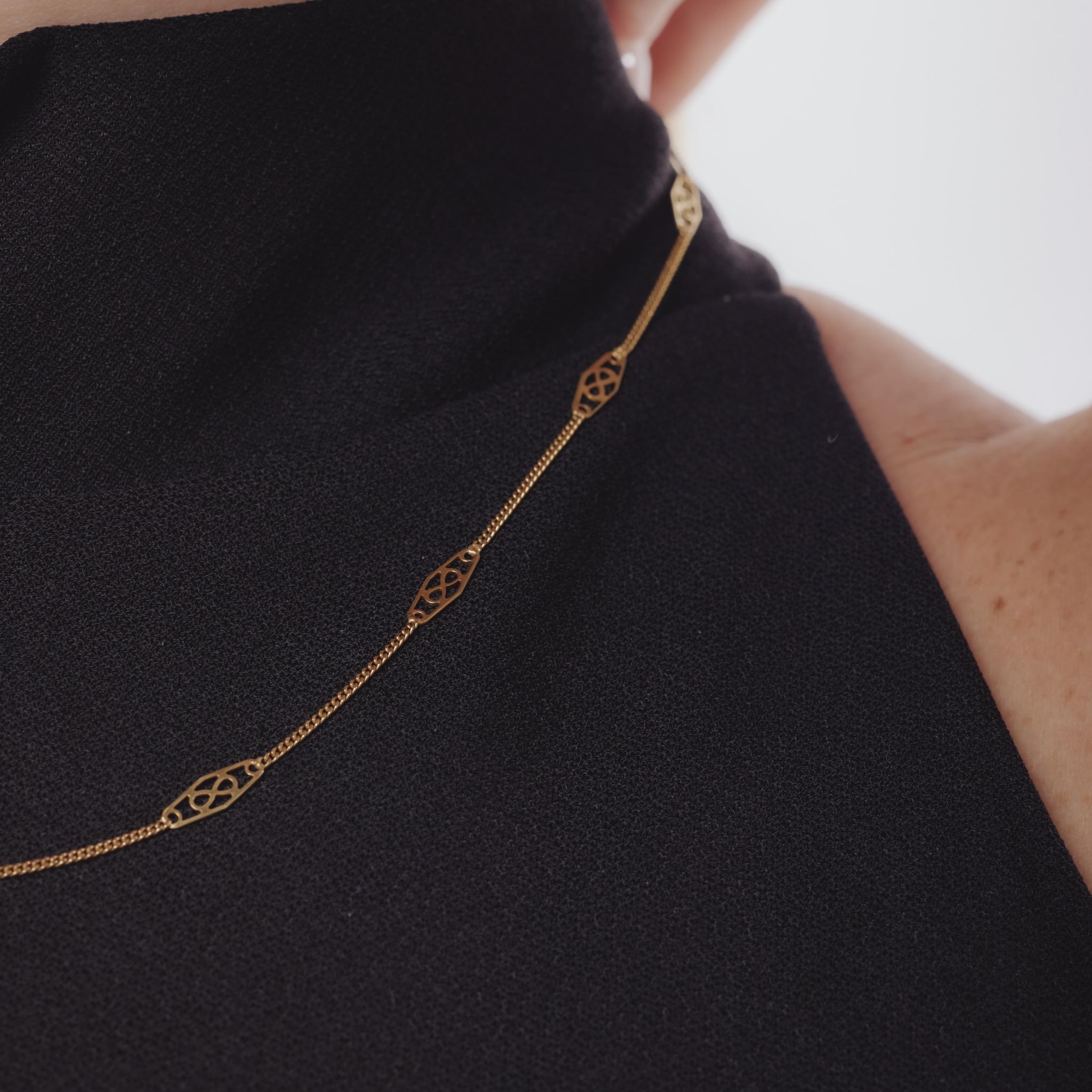 Collier italien victorien en or jaune 14k en vente 1