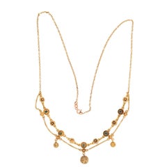Victorian Italian 18k Multi-Stone Festoon Necklace