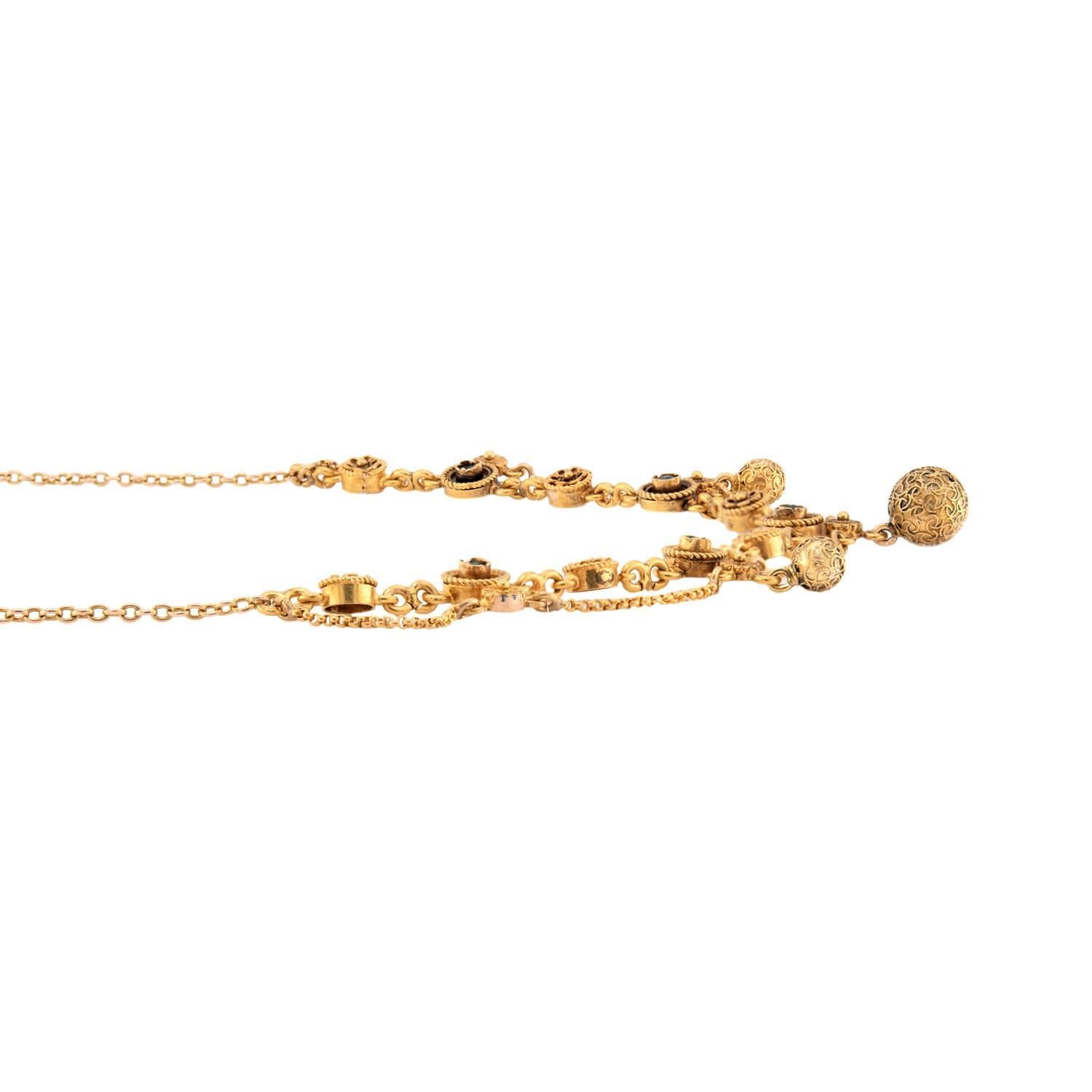 Vittoriano Collana vittoriana italiana a festone con più pietre in 18k in vendita