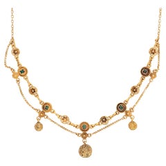 Victorian Italian 18k Multi-Stone Festoon Necklace