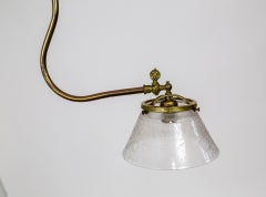 Victorian J-Style Ceiling Light Fixture w/ Etched Glass Shade