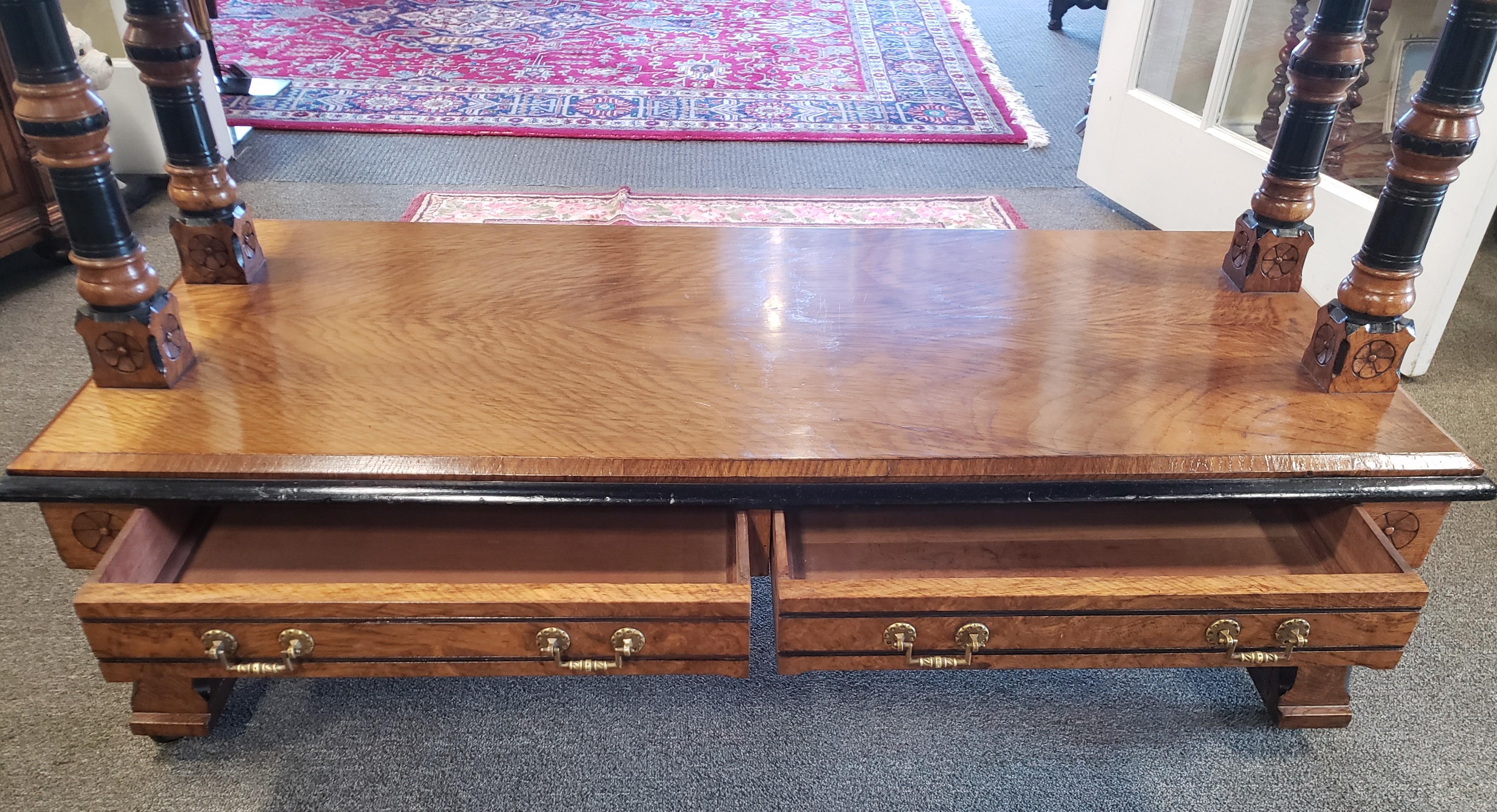 Victorian Jacobean Revival Oak and Ebonized Dumbwaiter In Good Condition For Sale In Pawleys Island, SC