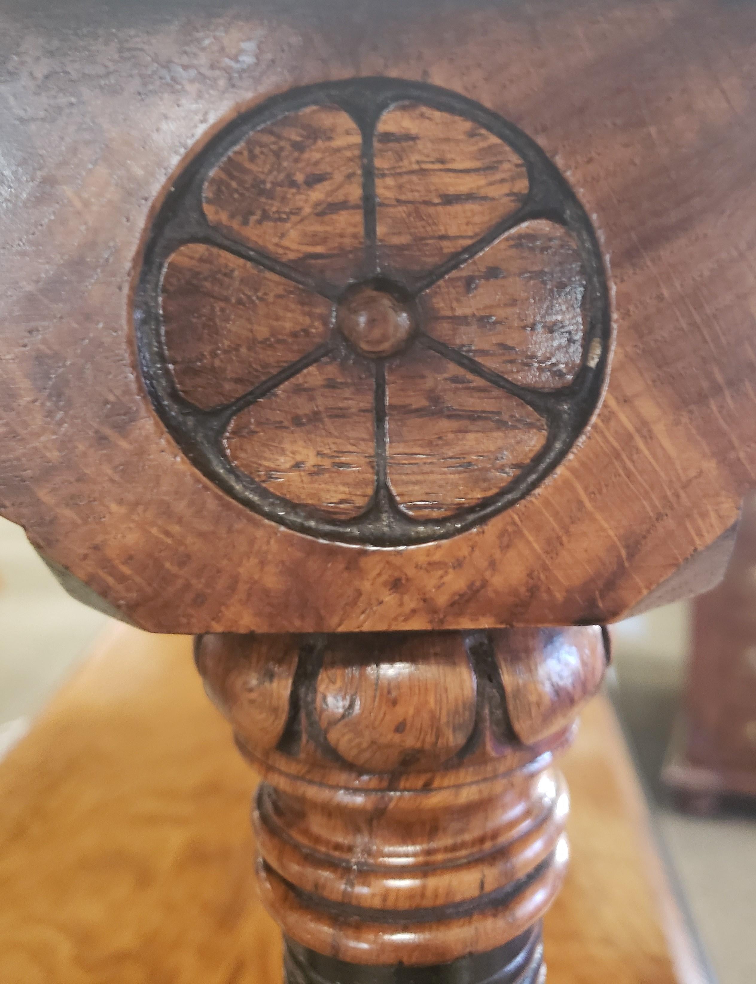 Victorian Jacobean Revival Oak and Ebonized Dumbwaiter For Sale 1