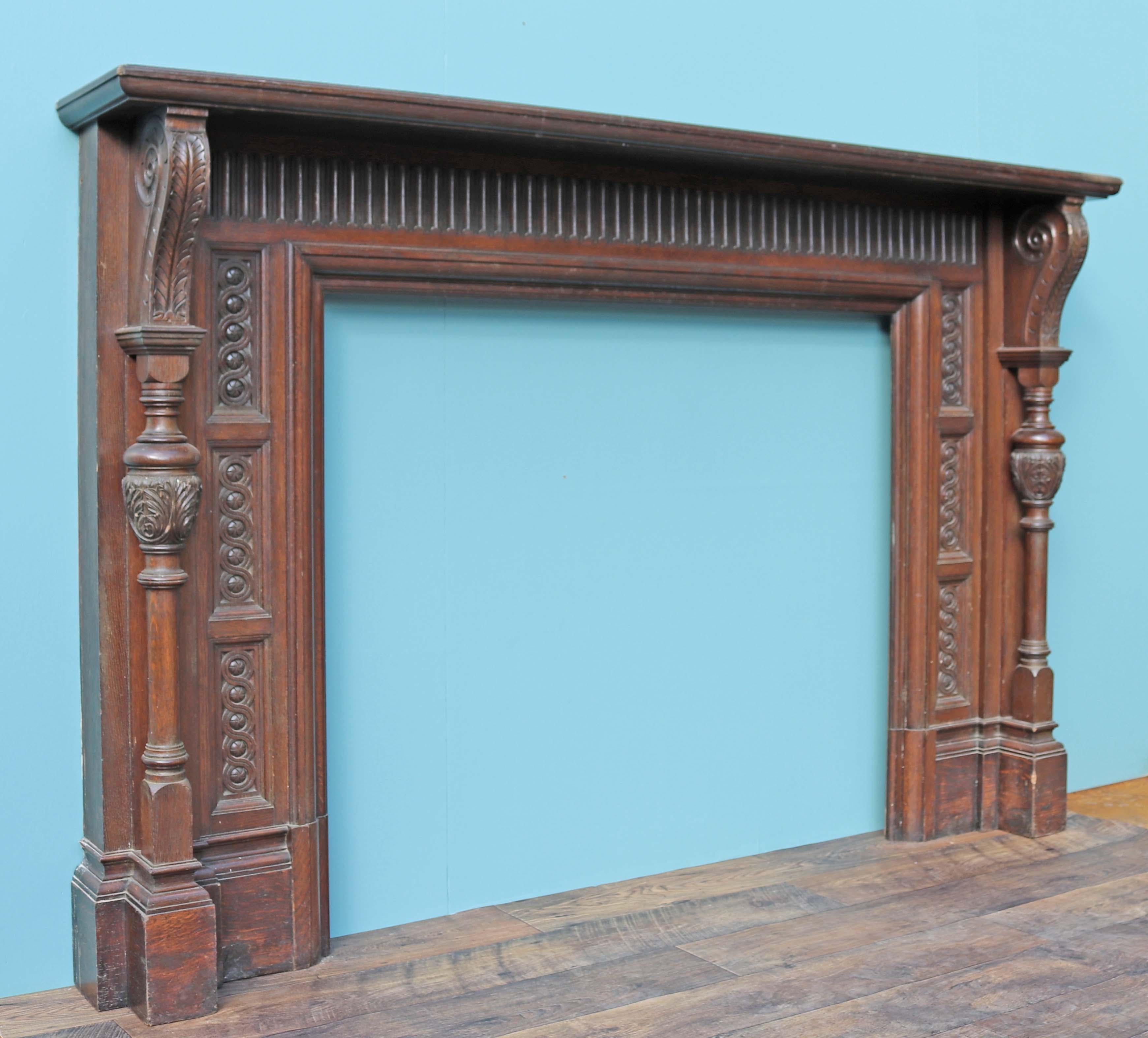 19th Century Victorian Jacobean Style Mantel For Sale