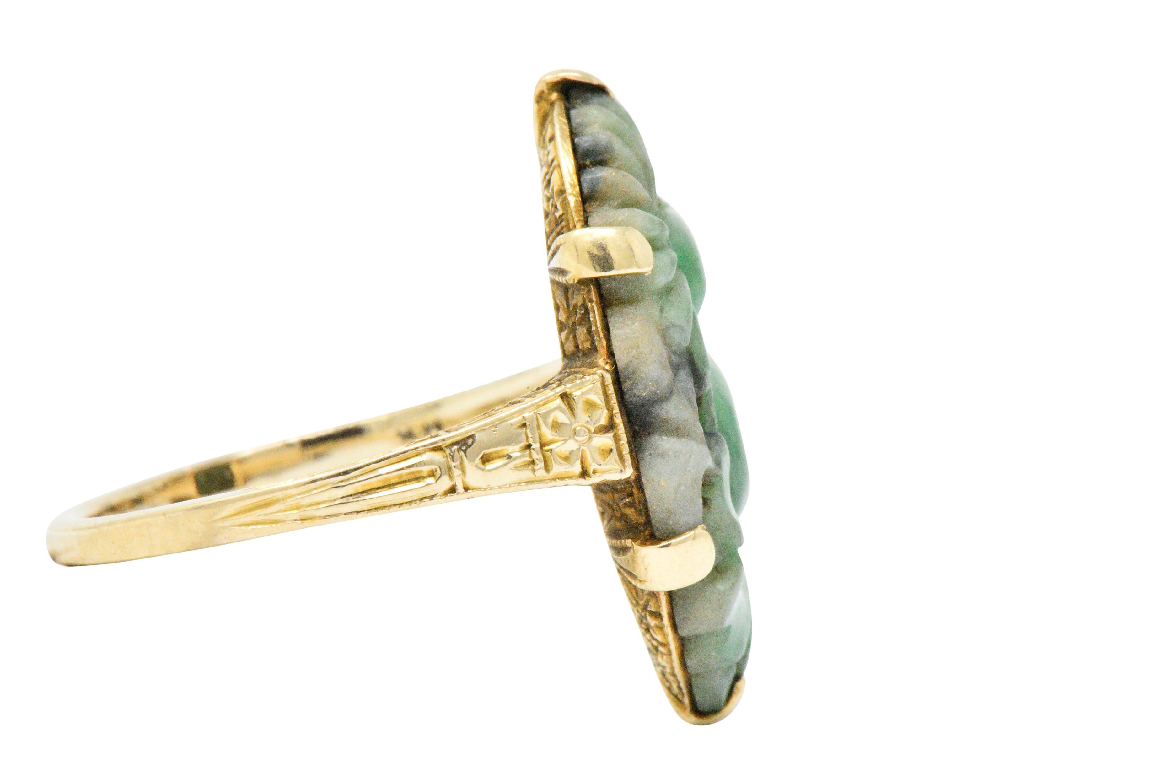Women's or Men's Victorian Jade and 14 Karat Gold Ring