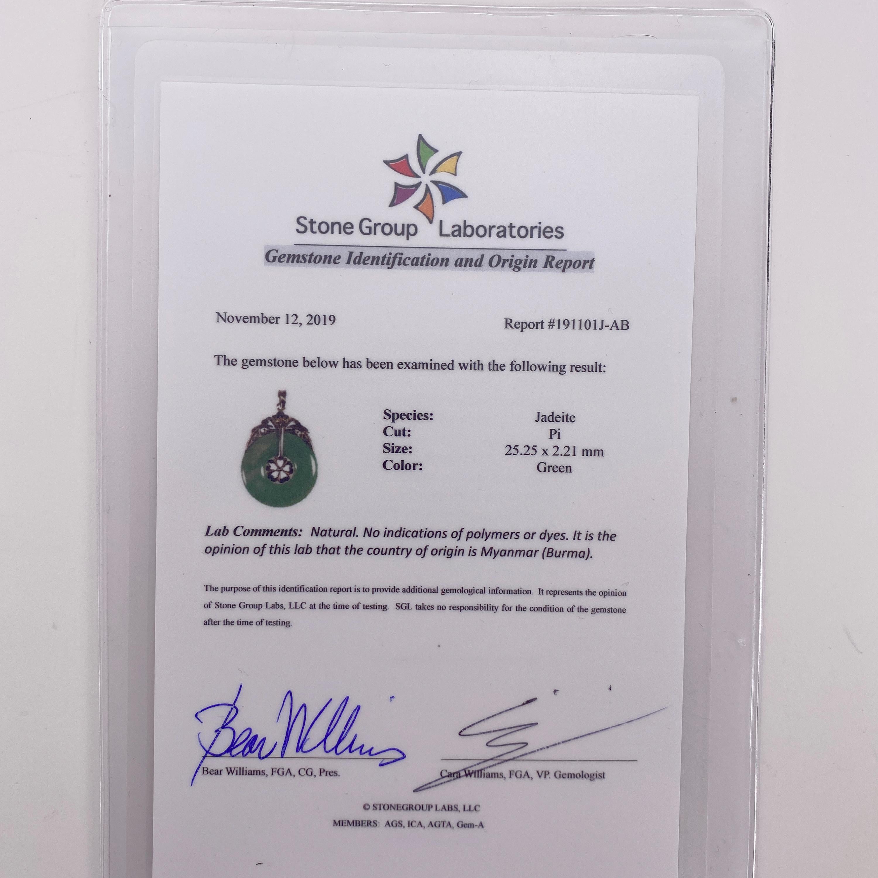 Victorian Jade Pendant Certified Untreated en venta 3