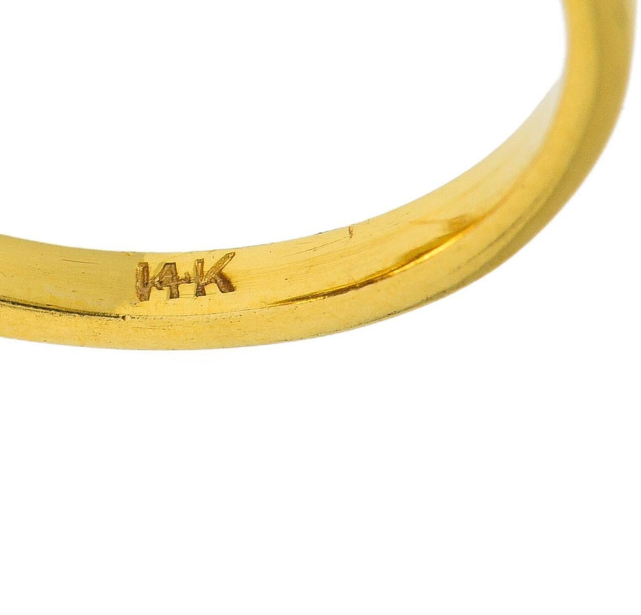 Victorian Japanese Shakudo 14 Karat Yellow Gold Lounging Man Antique Ring For Sale 3