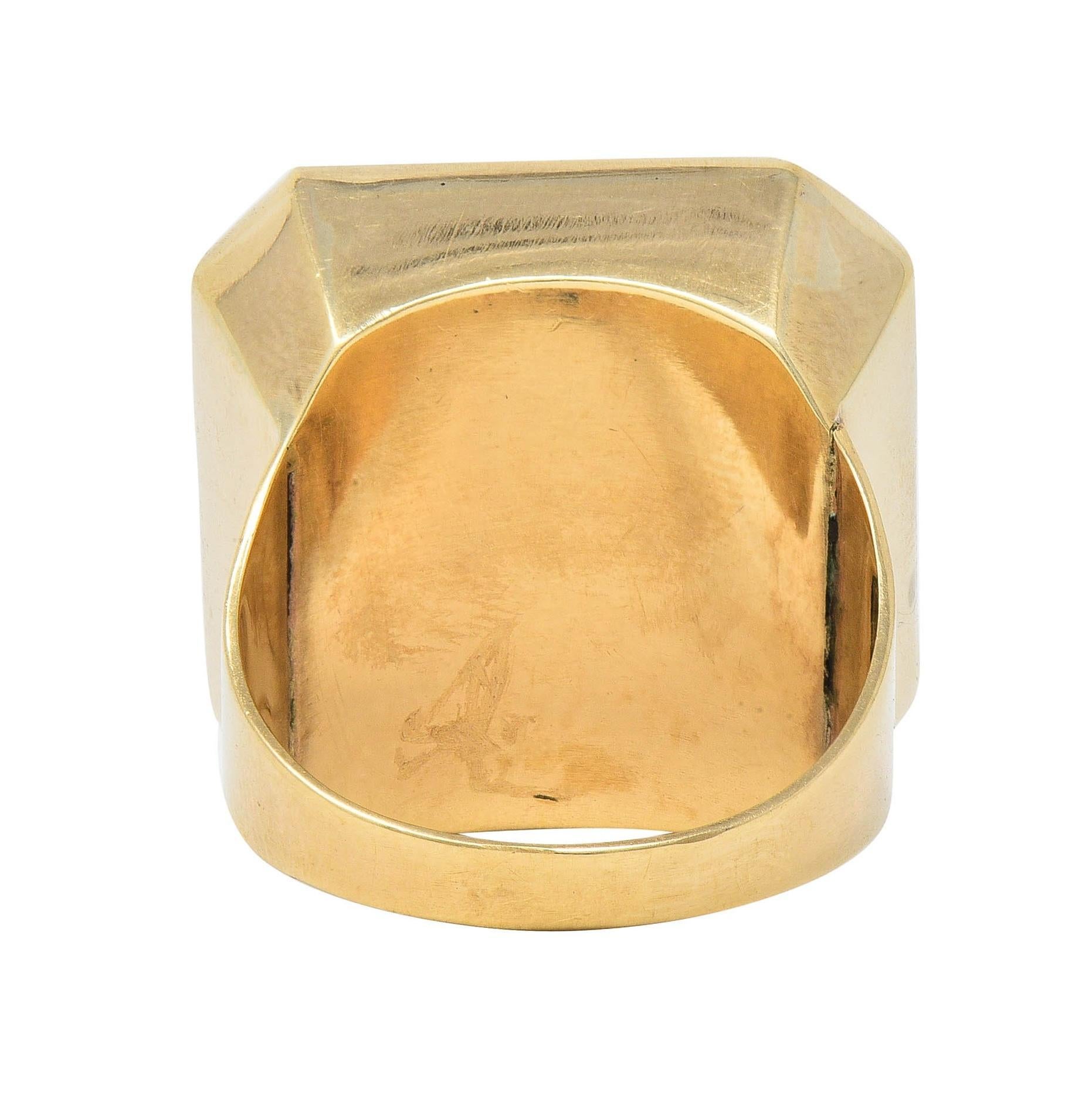 Victorian Japanese Shakudo 14 Karat Yellow Gold Travelers Antique Ring For Sale 1