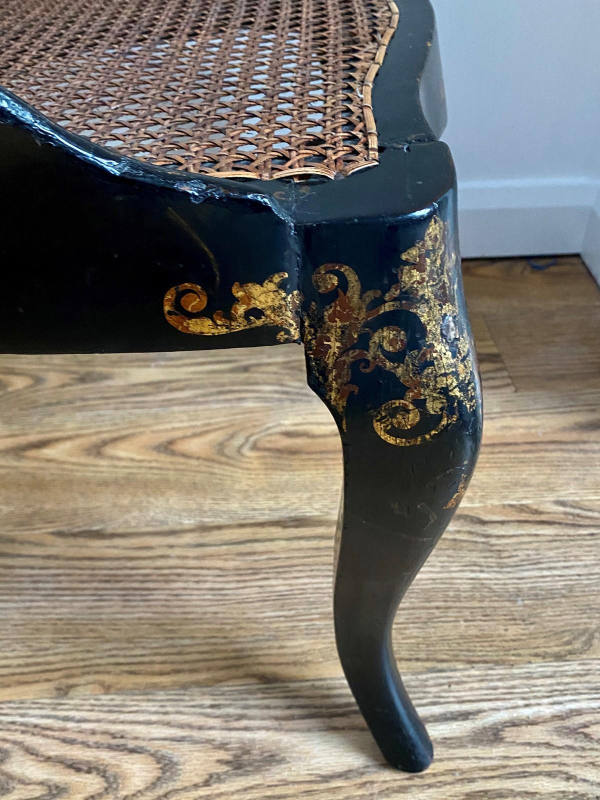 Victorian Japanned and Inlaid Papier Mâché Slipper Chair 6