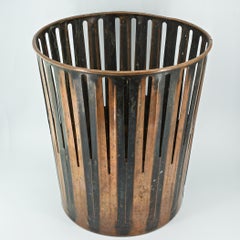 Victorian Japanned Copper Factory Office Trash Can Wastebasket Industrial Loft