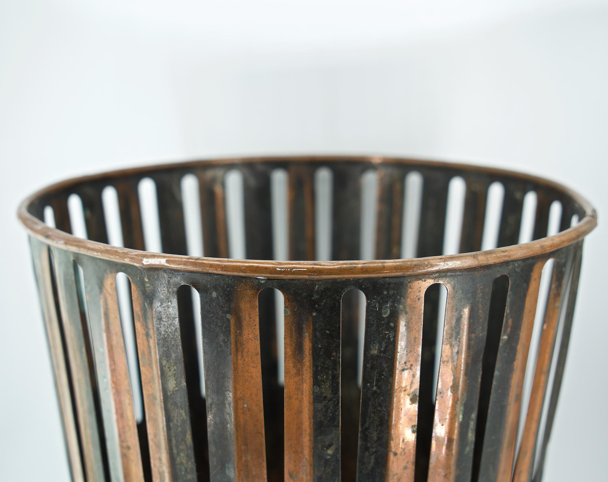 American Victorian Japanned Copper Factory Office Trash Can Wastebasket Industrial Loft