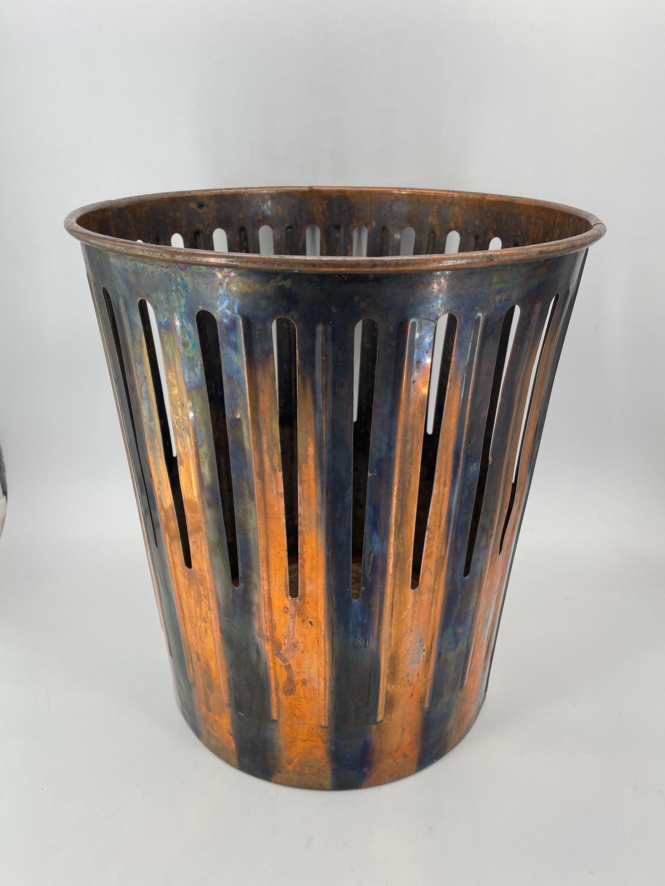 Late Victorian Victorian Japanned Copper Office Trash Can Wastebasket Industrial Revolution