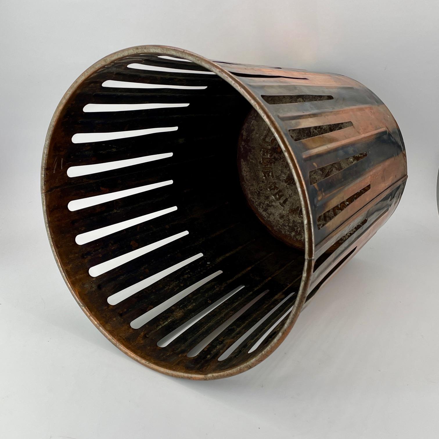 American Victorian Japanned Copper Office Trash Can Wastebasket Industrial Revolution