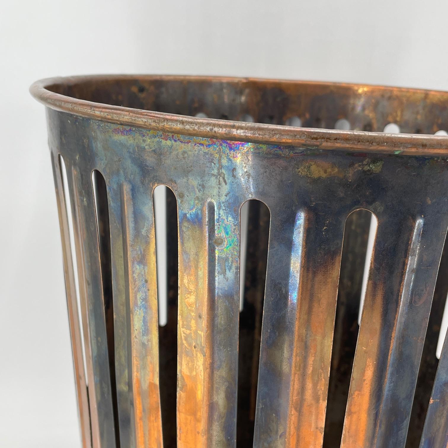 Early 20th Century Victorian Japanned Copper Office Trash Can Wastebasket Industrial Revolution