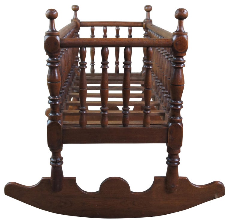 Victorian Jenny Lind Walnut Spool Turned Spindle Rocking Crib Cradle at 1stDibs jenny