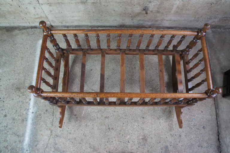 Victorian Jenny Lind Walnut Spool Turned Spindle Rocking Crib Cradle