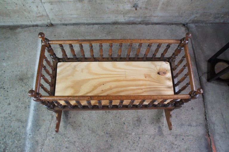 Victorian Jenny Lind Walnut Spool Turned Spindle Rocking Crib Cradle