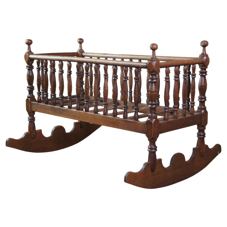Victorian Jenny Lind Walnut Spool Turned Spindle Rocking Crib Cradle at 1stDibs jenny