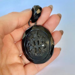 Victorian Jet Locket with Original Image