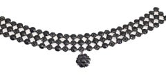 Victorian Jet Whitby Choker Flower